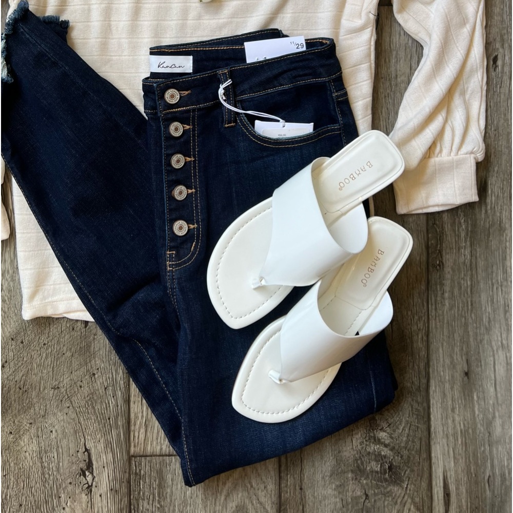 White Patent Leather Kitten Heel Sandal